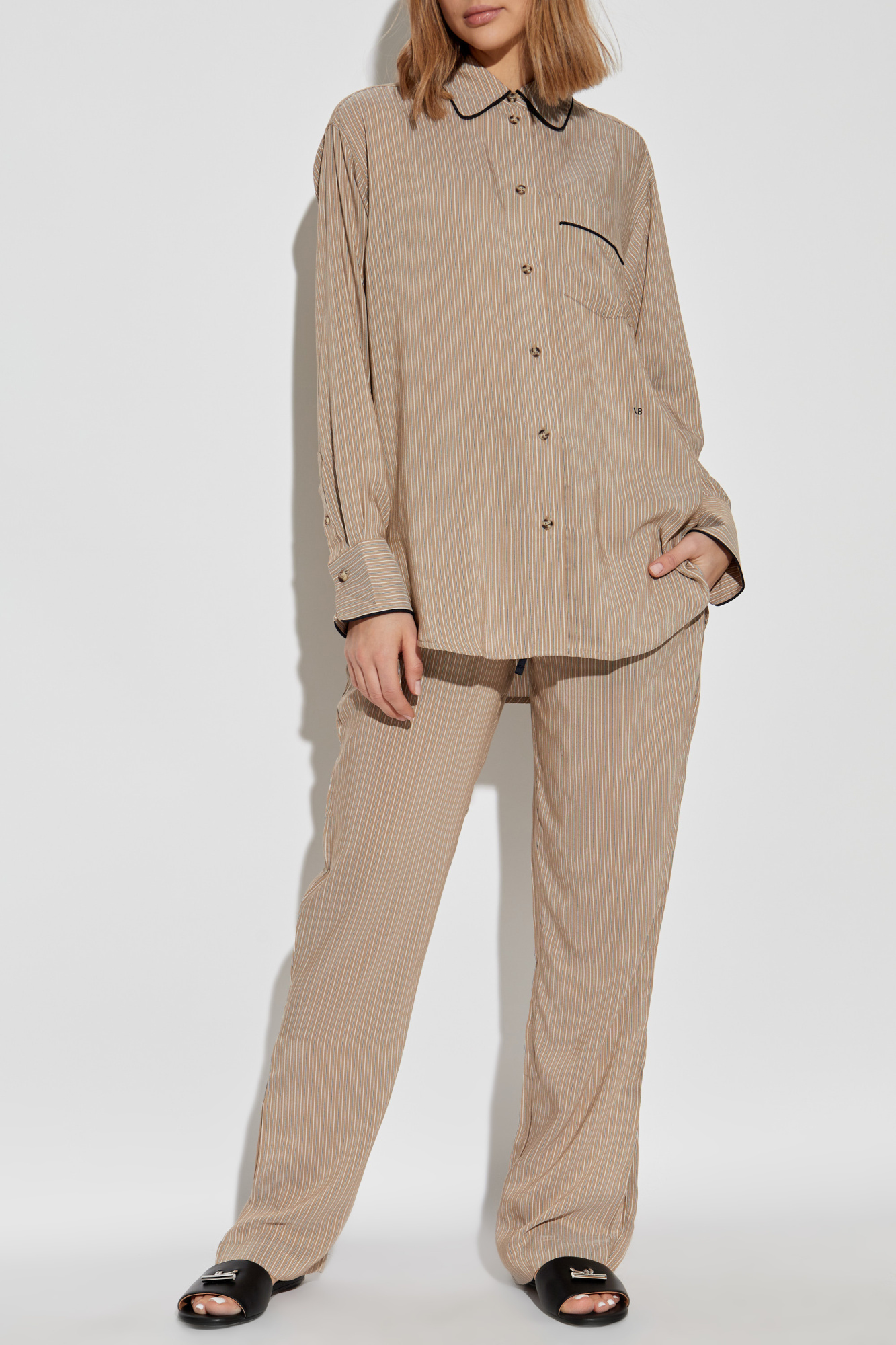 パンツ VICTORIA VICTORIA BECKHAM Pants 1125WTR006041A TOBACCO Victoria Beckham Striped pants | Women's Clothing | Vitkac